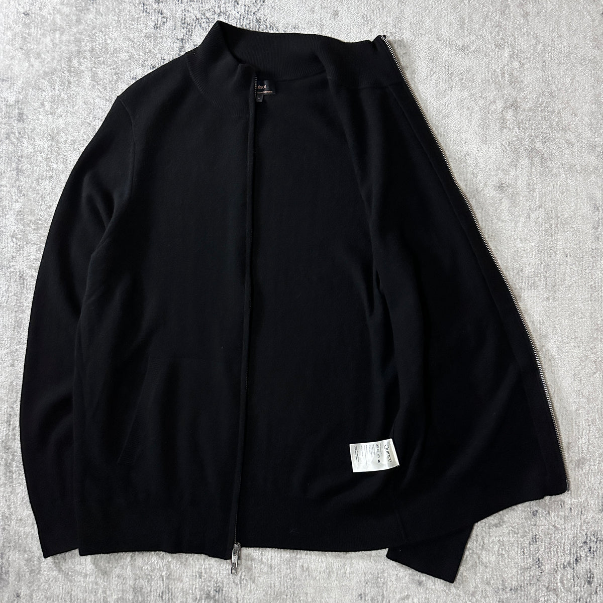 Quince Black 100% Cashmere Full Zip Sweater Size L