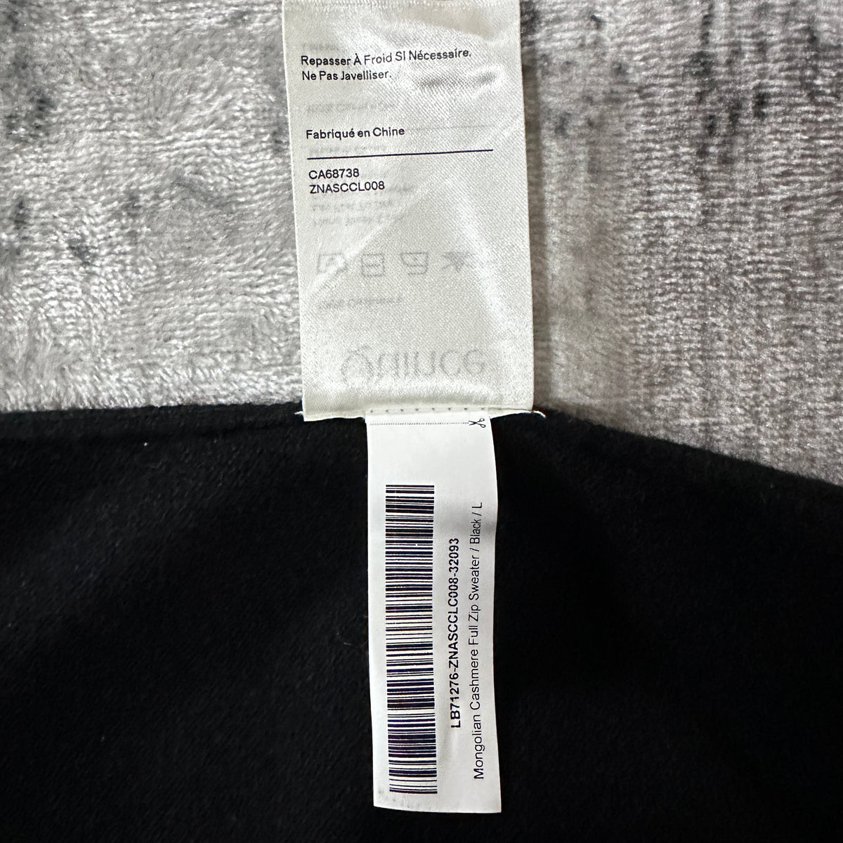 Quince Black 100% Cashmere Full Zip Sweater Size L