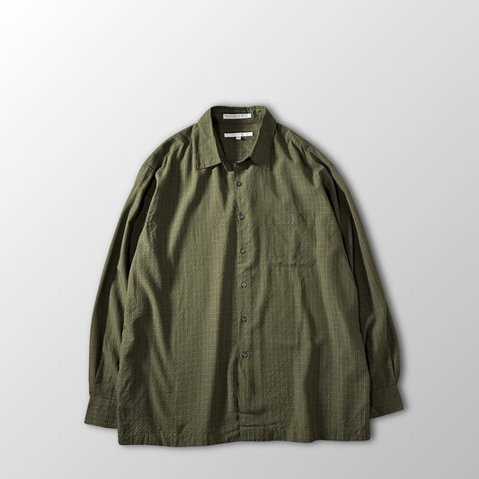 Perry Ellis Khaki Check Rayon Long Sleeve Shirt Size XL
