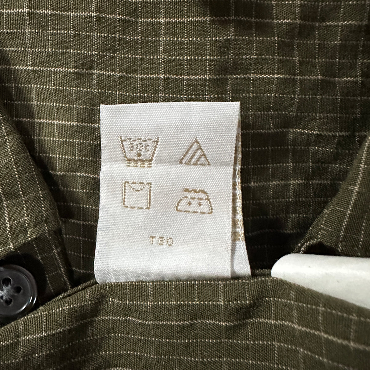 Perry Ellis Khaki Check Rayon Long Sleeve Shirt Size XL