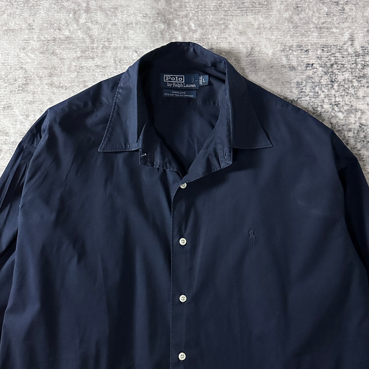 Polo by Ralph Lauren Marlowe Navy Cotton Long Sleeve Shirt Size L