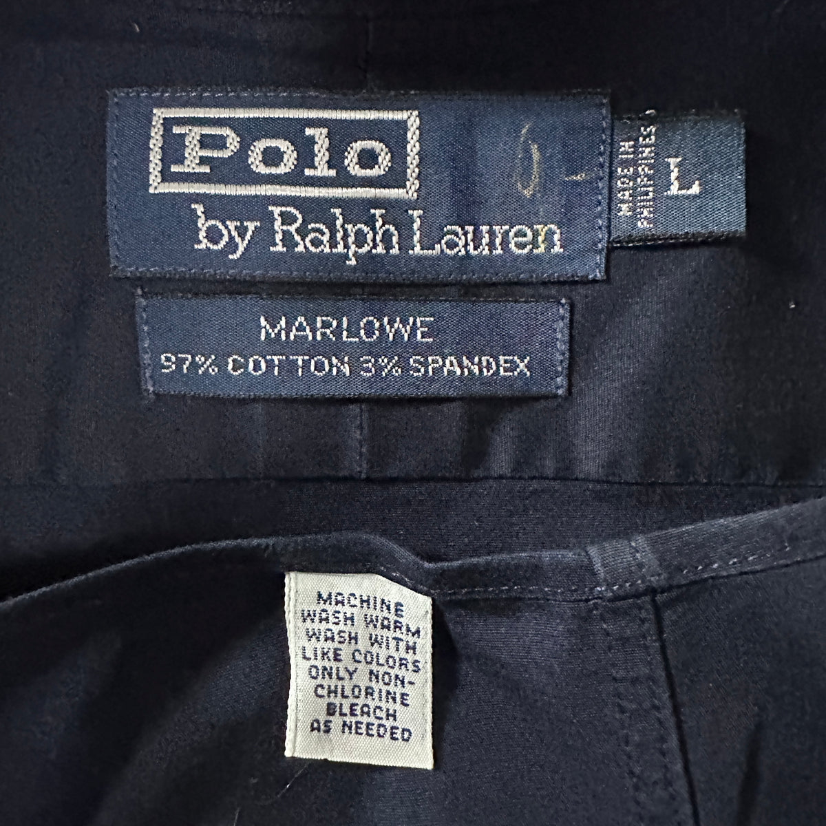 Polo by Ralph Lauren Marlowe Navy Cotton Long Sleeve Shirt Size L