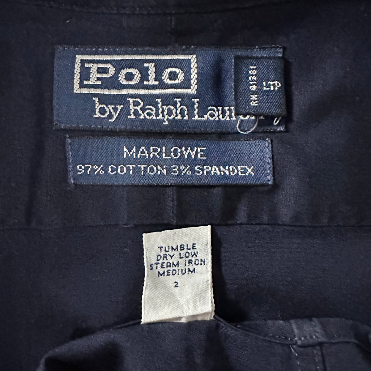 Polo by Ralph Lauren Marlowe Navy Cotton Long Sleeve Shirt Size L