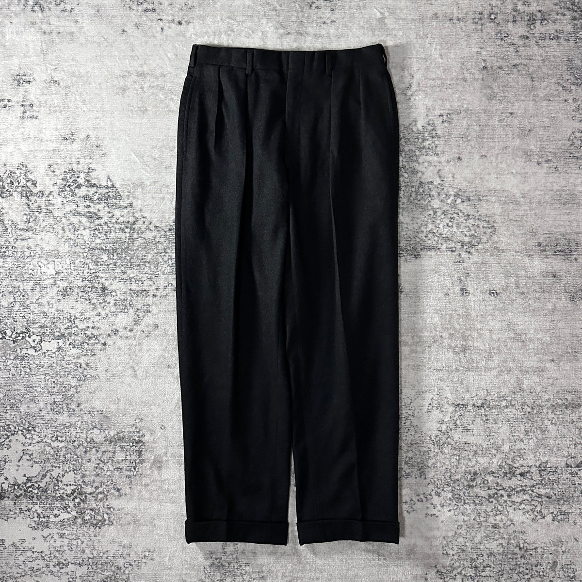 Polo by Ralph Lauren Black Pleated Trousers with Cuffs Made in USA