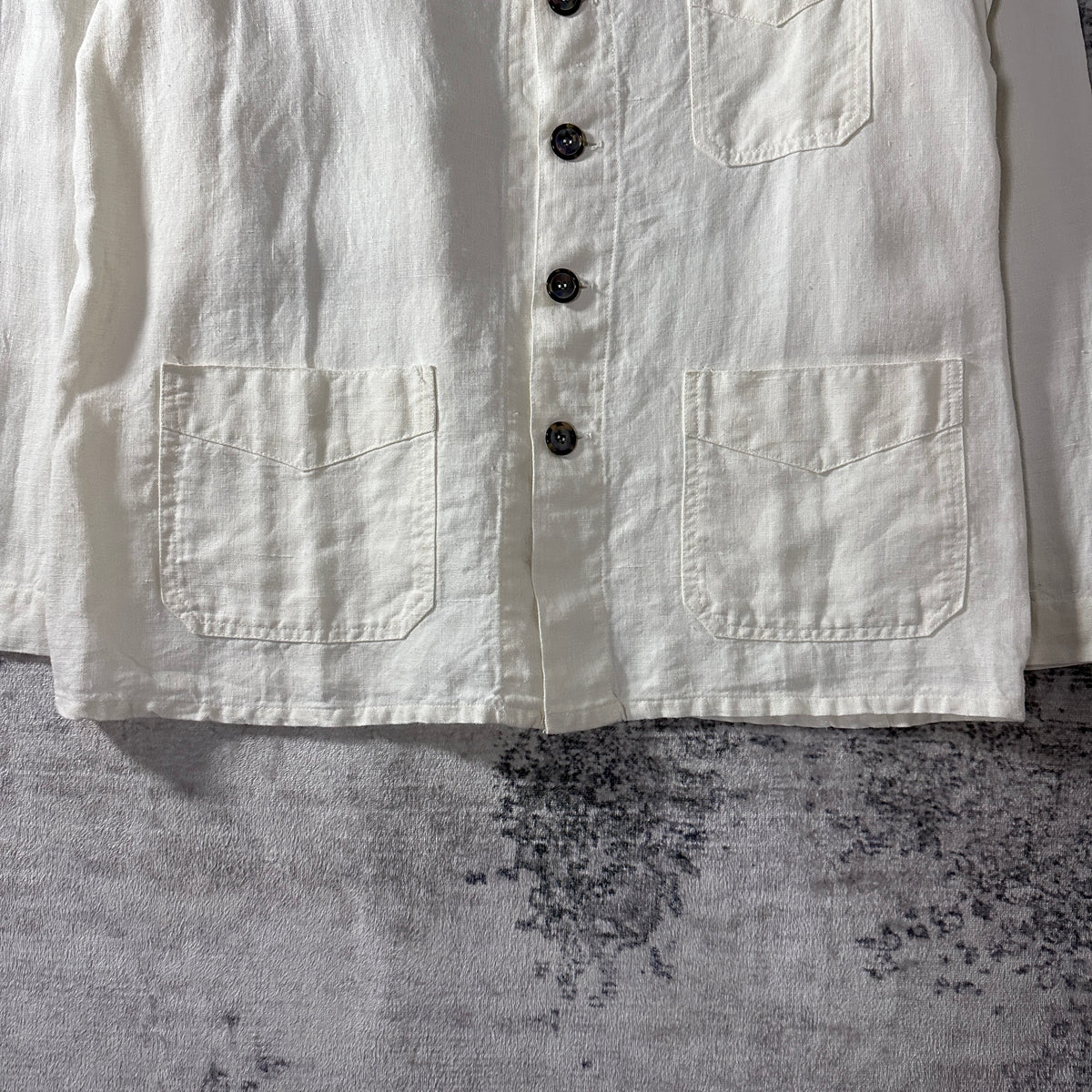 CP Shades White 100% Linen Coverall Jacket Size S (Runs Large)