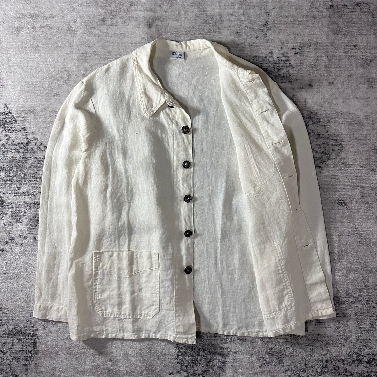 CP Shades White 100% Linen Coverall Jacket Size S (Runs Large)