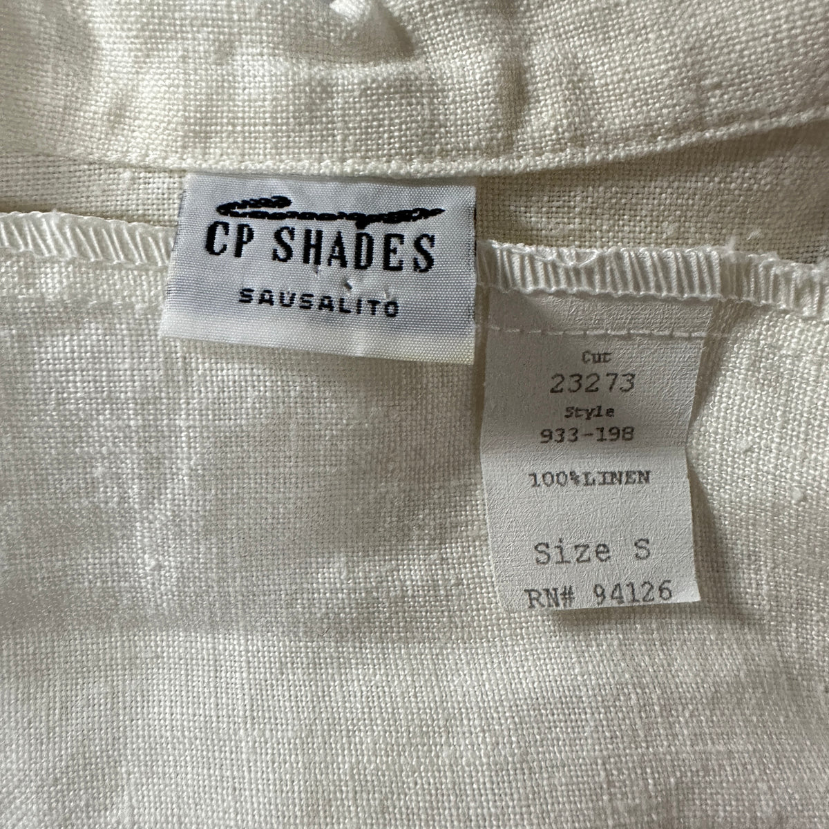 CP Shades White 100% Linen Coverall Jacket Size S (Runs Large)