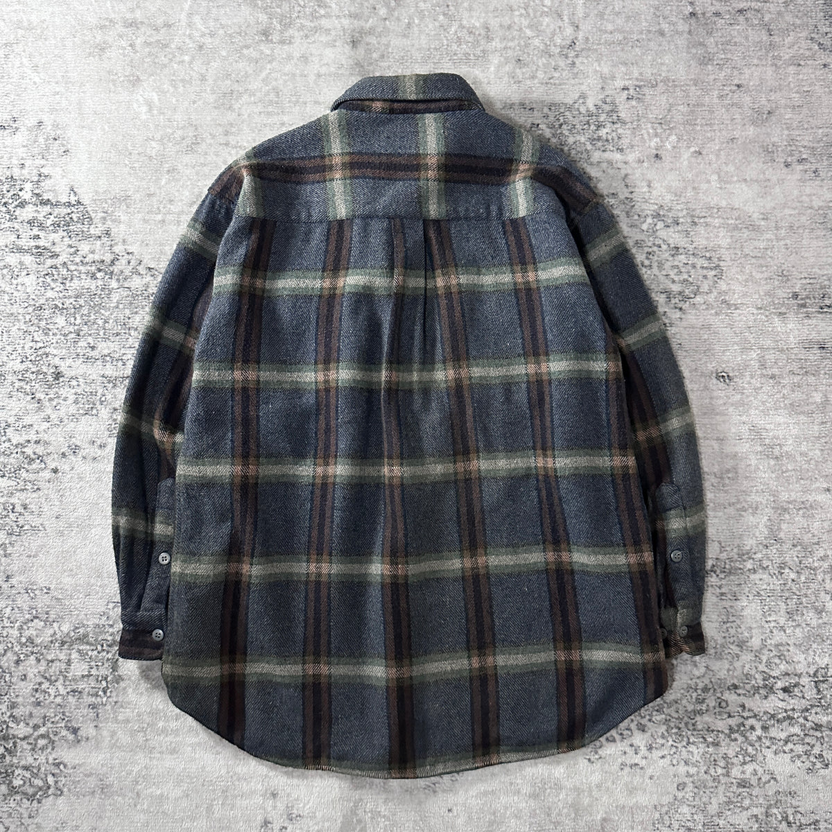 Salmon River Traders Gray Check Wool Blend Half Zip Flannel Shirt Size L