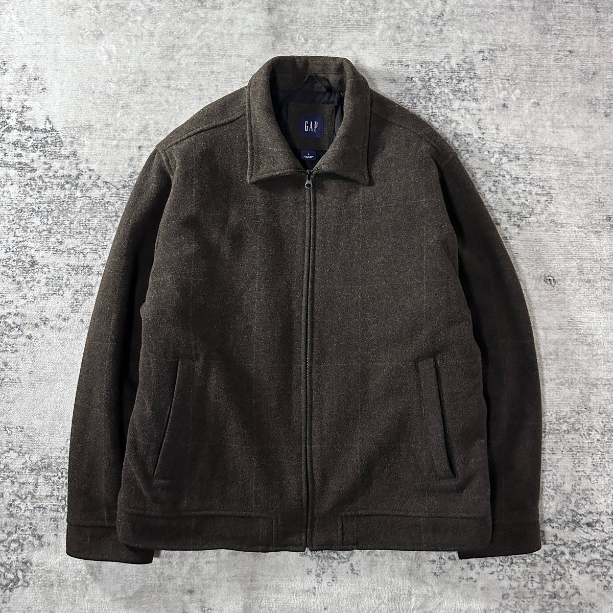 GAP Brown Wool Blend Zip Jacket Size L