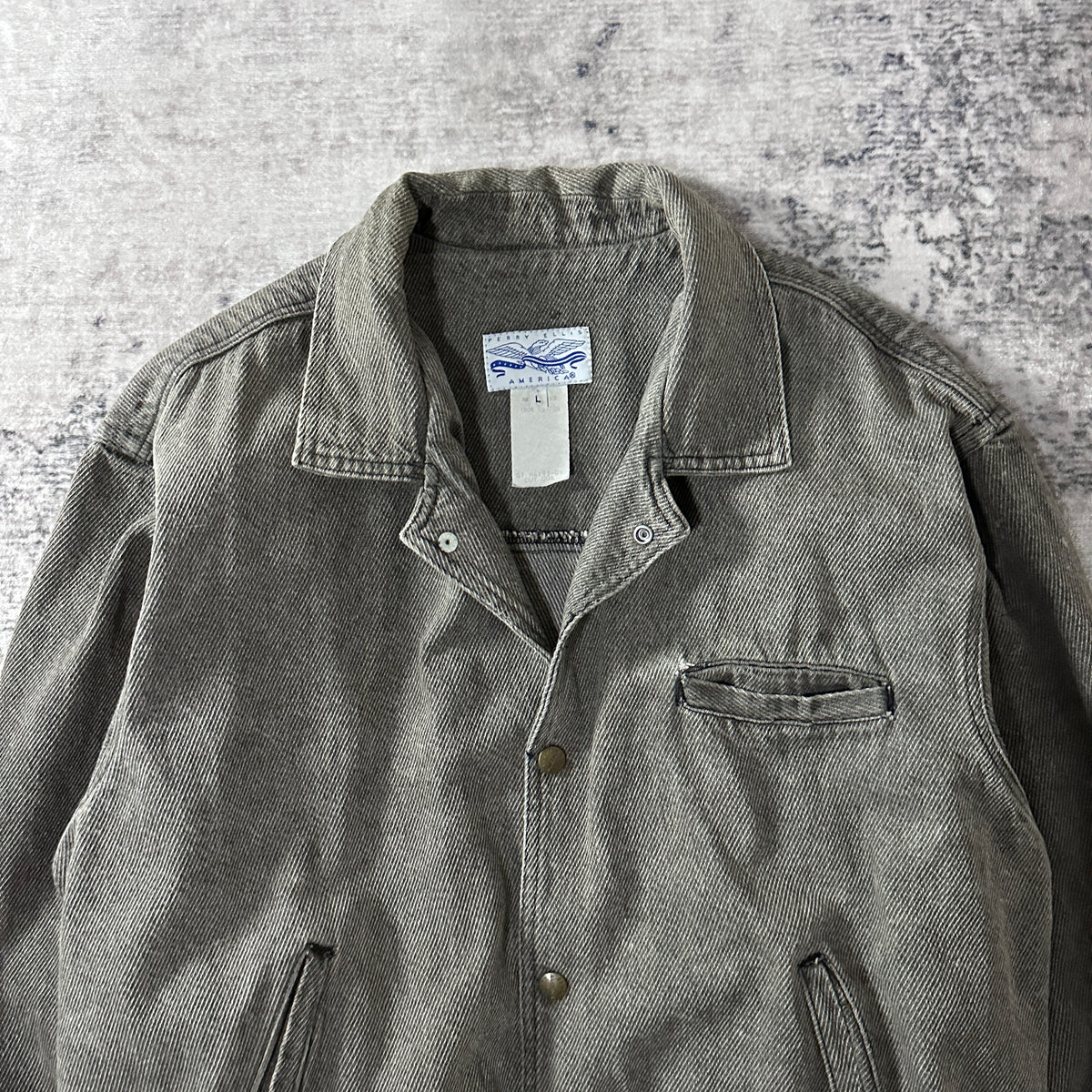 Perry Ellis America Gray Denim Blouson Jacket Size L