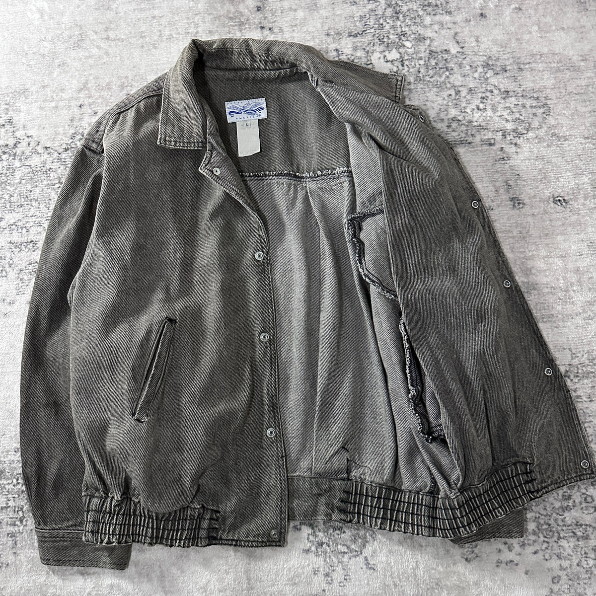 Perry Ellis America Gray Denim Blouson Jacket Size L