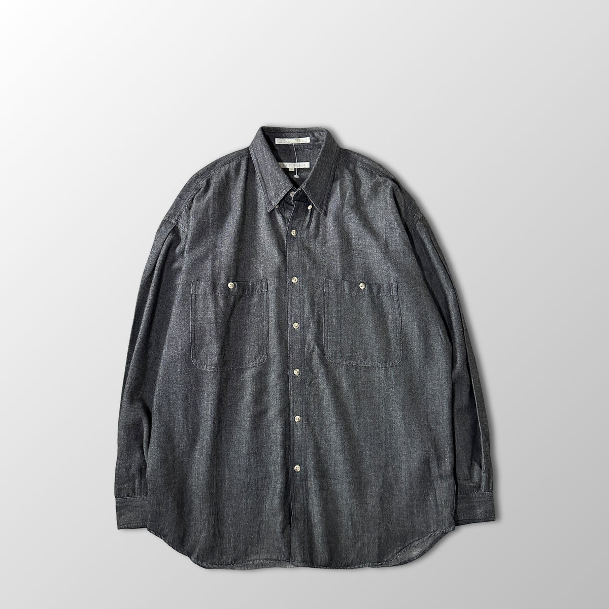 Perry Ellis Black Rayon Cotton Button Down Shirt Size L