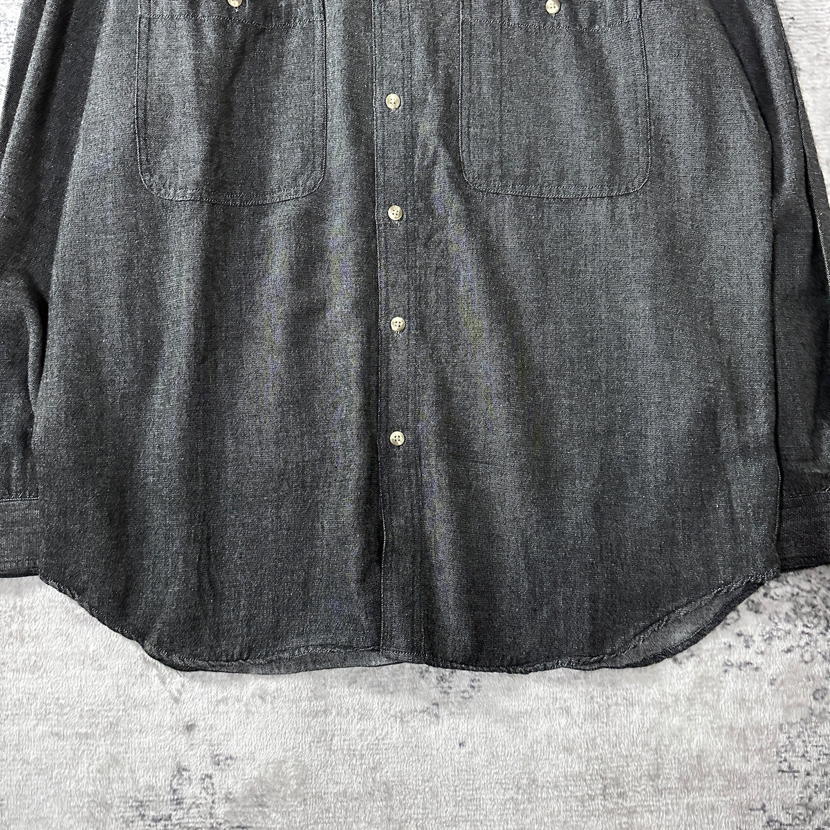 Perry Ellis Black Rayon Cotton Button Down Shirt Size L