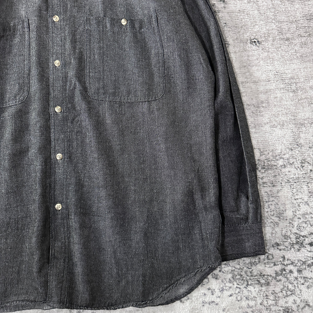 Perry Ellis Black Rayon Cotton Button Down Shirt Size L