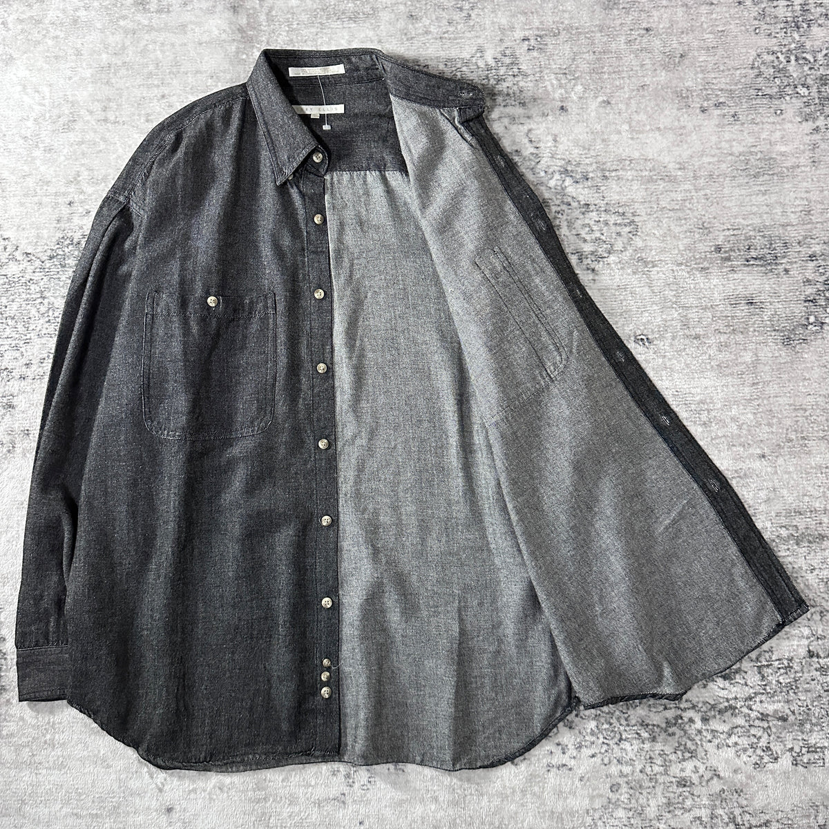 Perry Ellis Black Rayon Cotton Button Down Shirt Size L