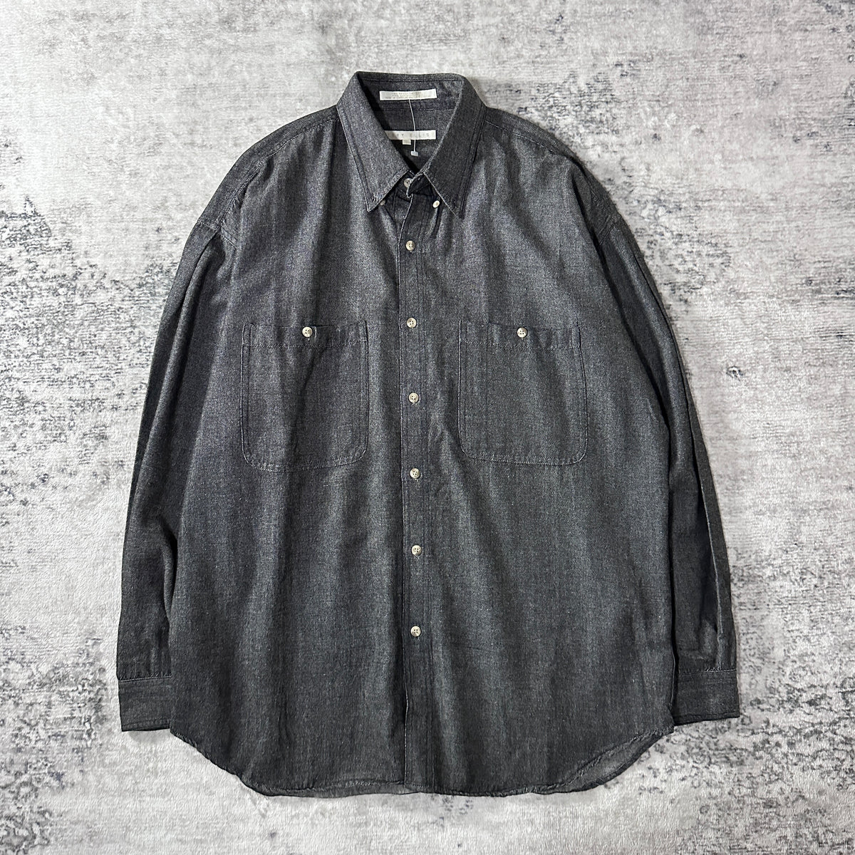 Perry Ellis Black Rayon Cotton Button Down Shirt Size L