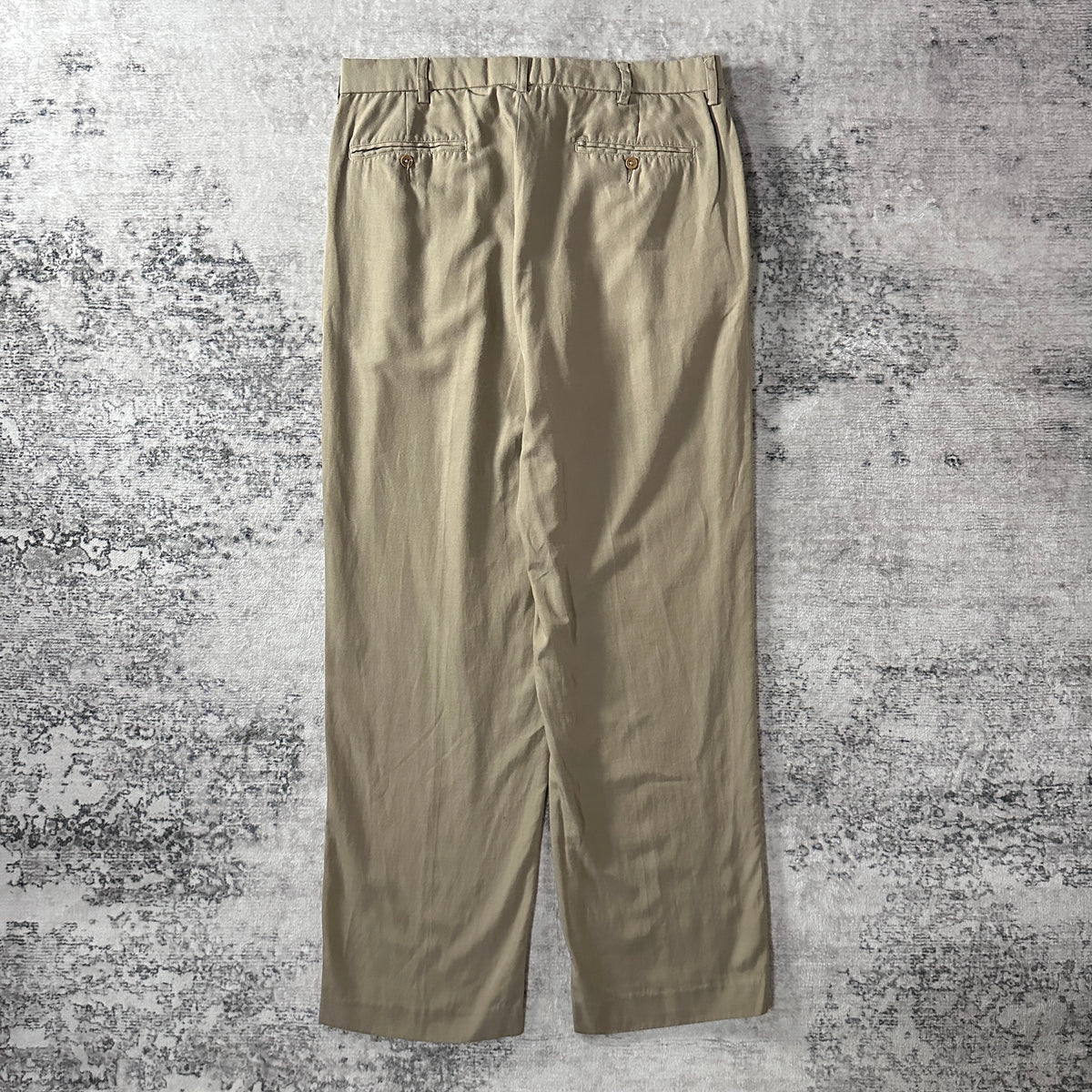 Polo by Ralph Lauren Beige Silk Cotton Pleated Trousers Size 35x32