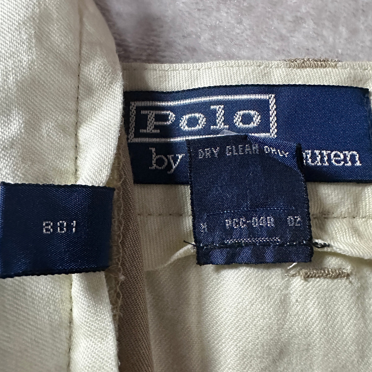 Polo by Ralph Lauren Beige Silk Cotton Pleated Trousers Size 35x32