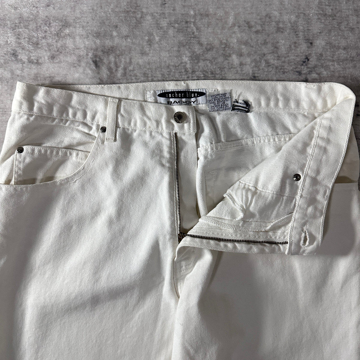 Anchor Blue White Baggy Denim Jeans Size W36