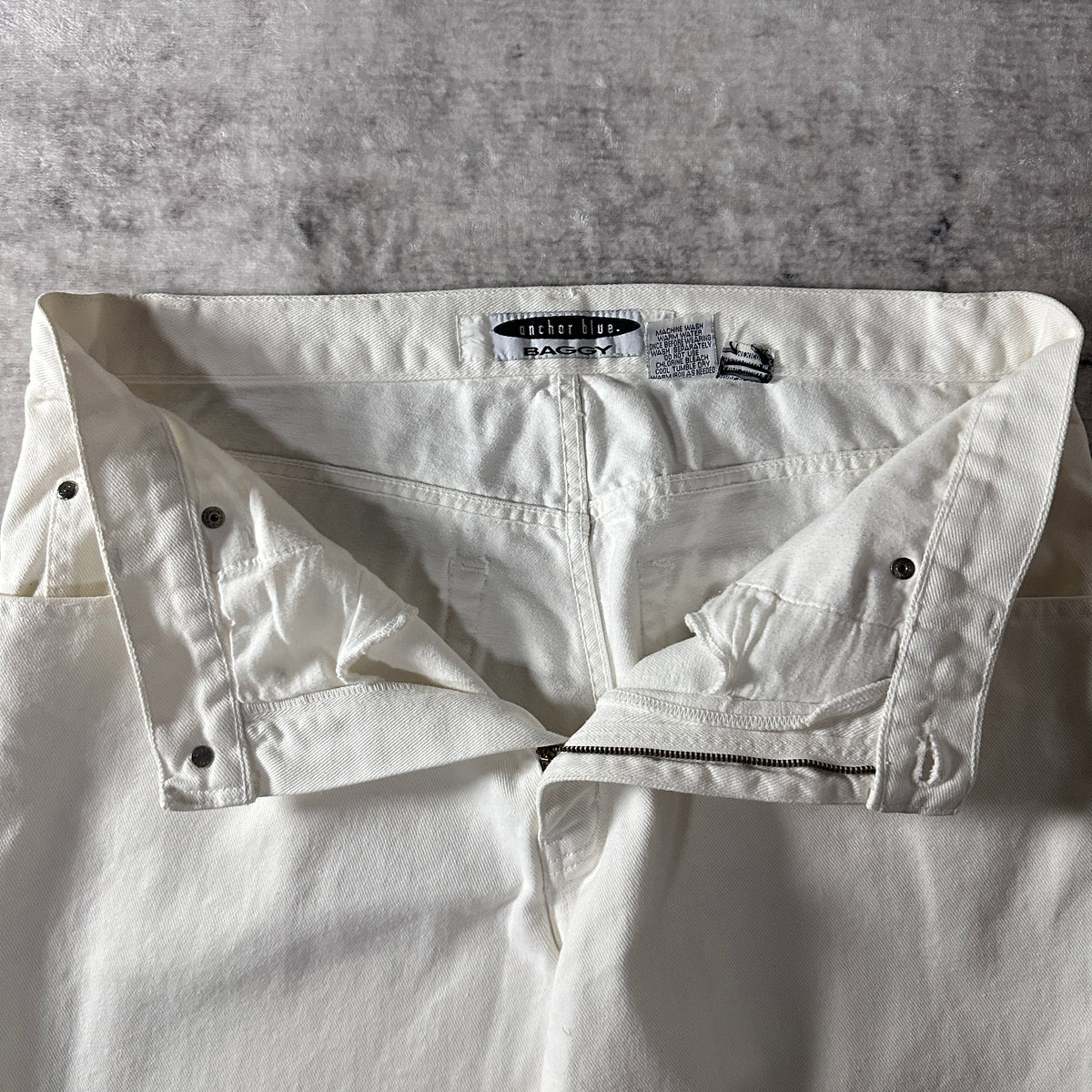 Anchor Blue White Baggy Denim Jeans Size W36