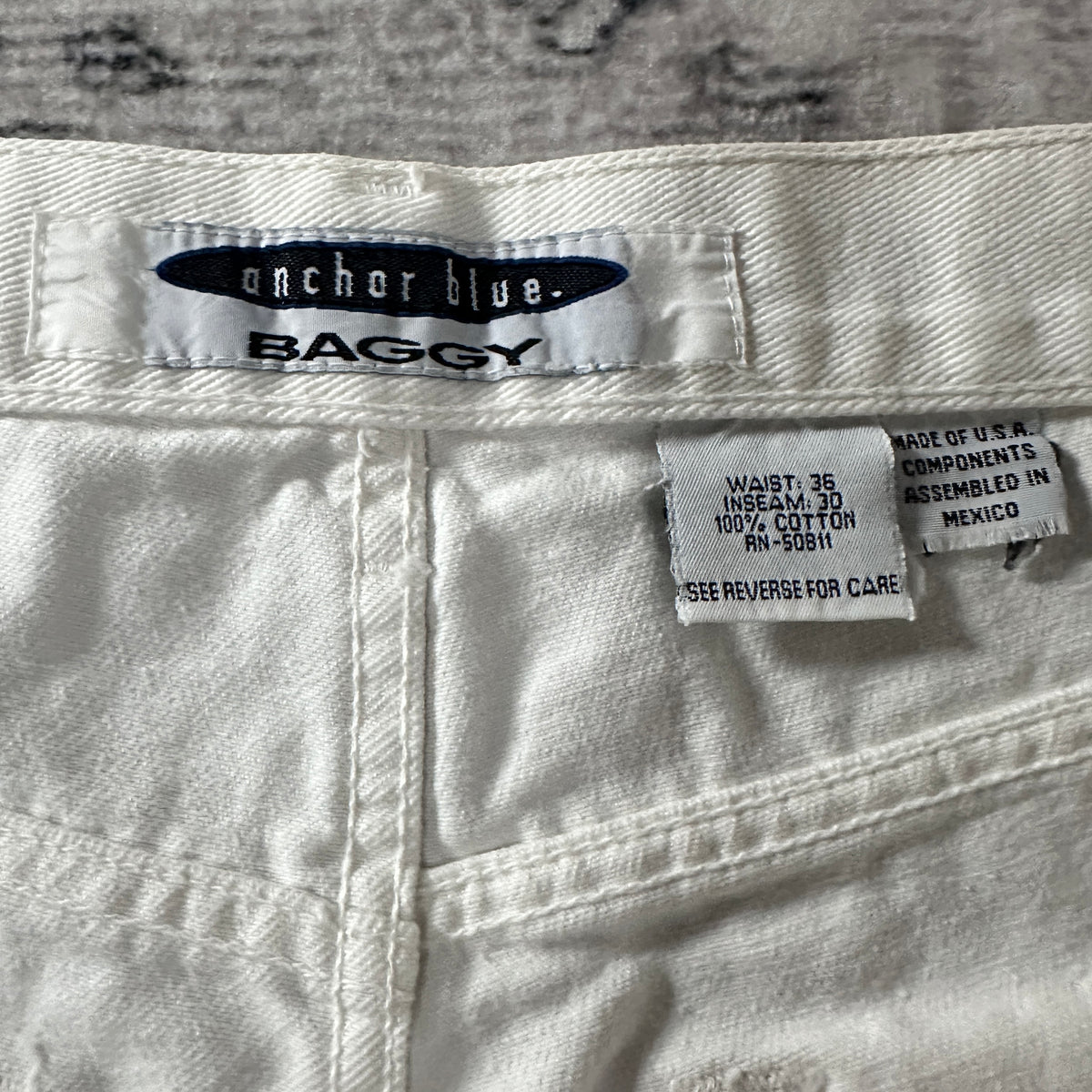 Anchor Blue White Baggy Denim Jeans Size W36