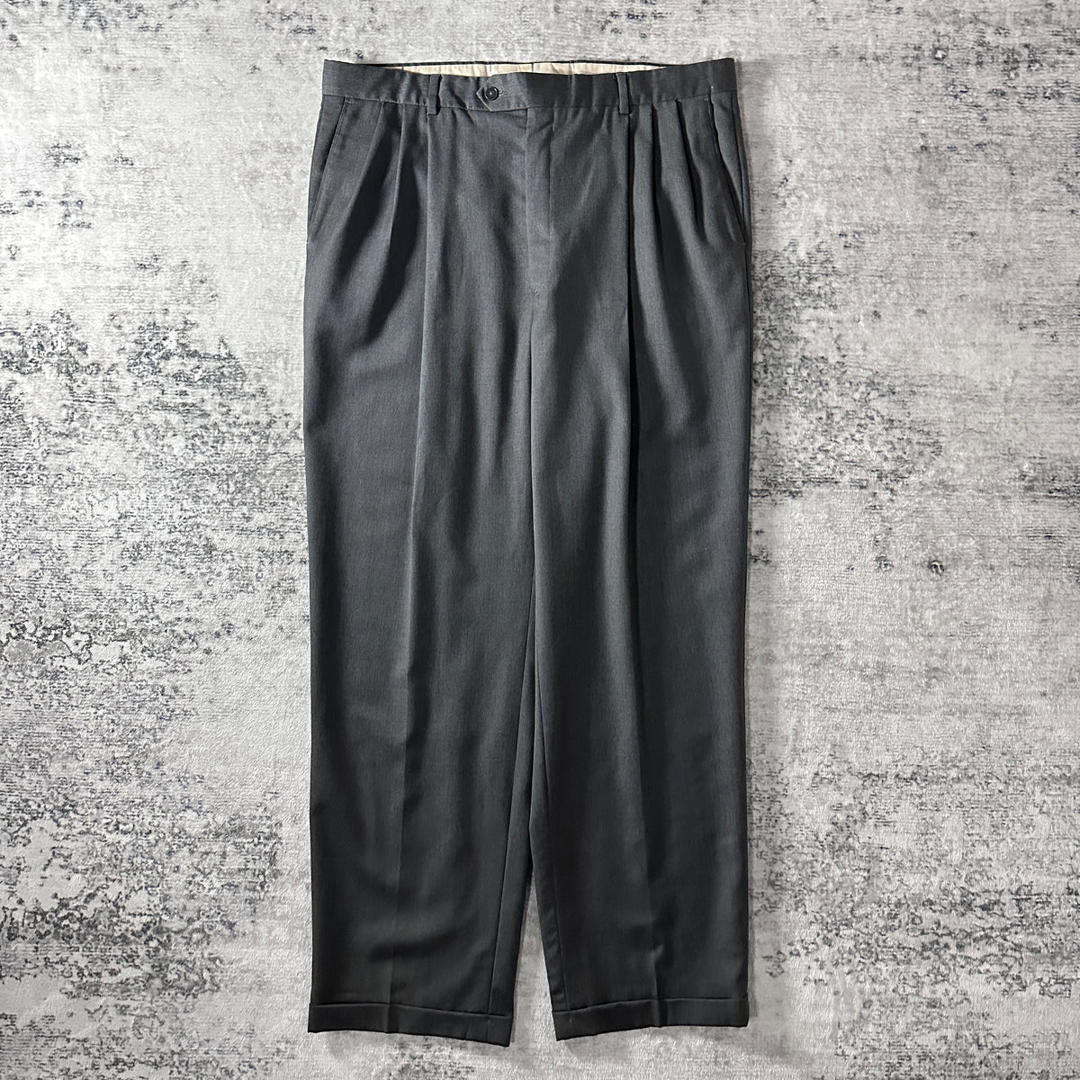 Monsieur by Givenchy Gray Pleated Trousers with Cuffs Size 38R