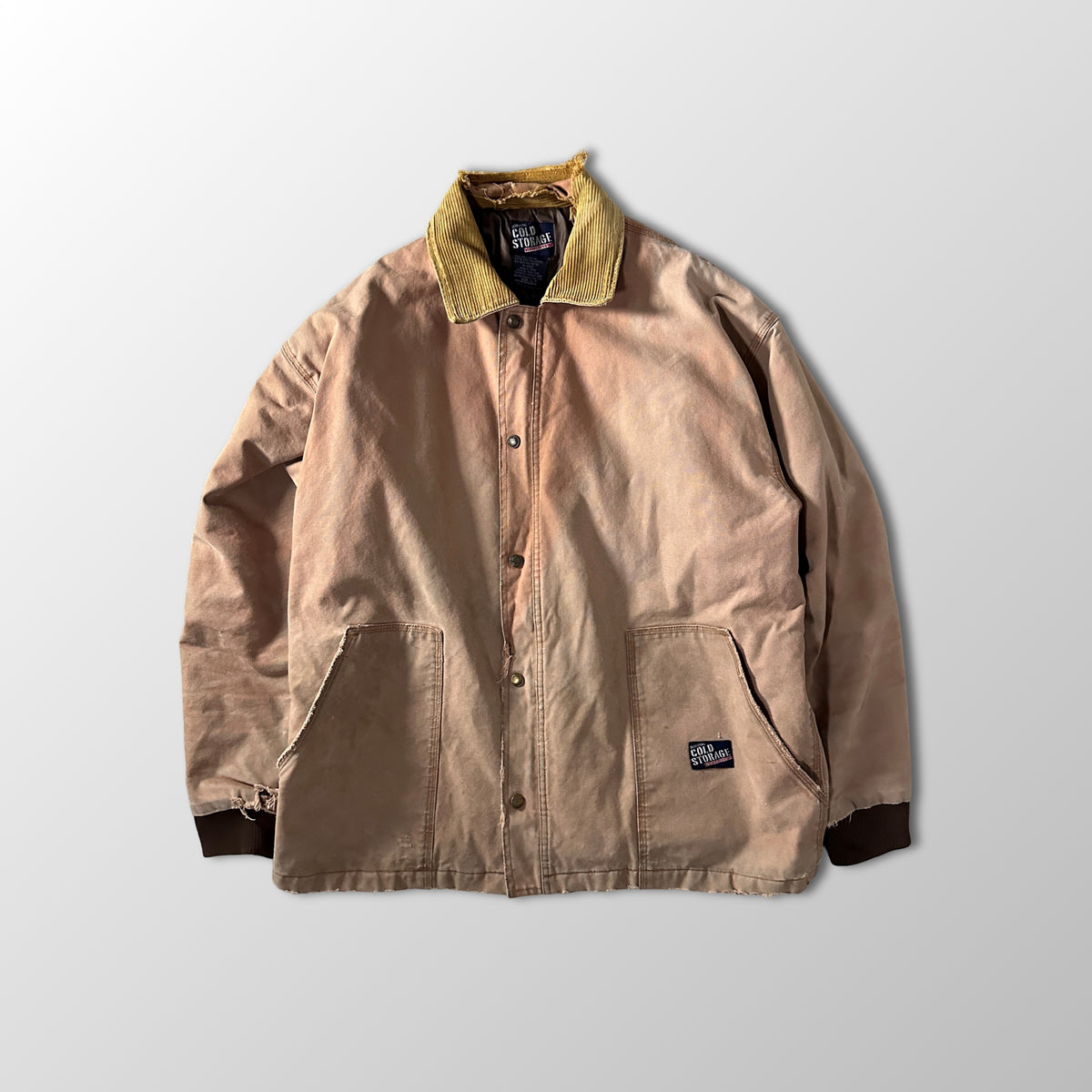 Original Cold Storage Beige Cotton Duck Insulated Work Jacket Size L Tall
