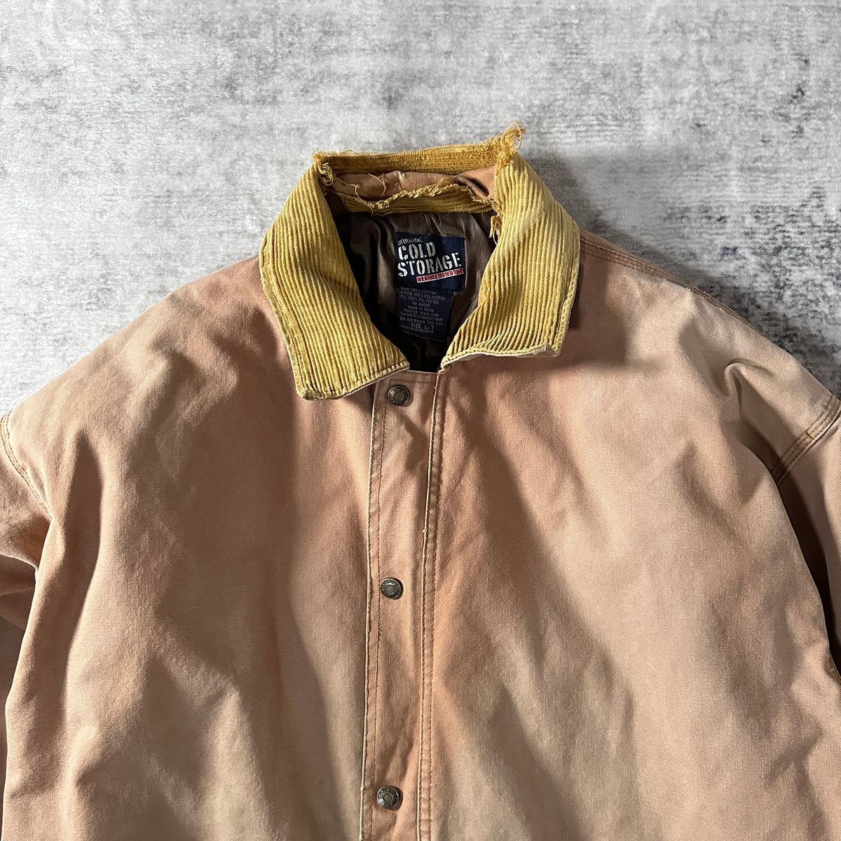 Original Cold Storage Beige Cotton Duck Insulated Work Jacket Size L Tall