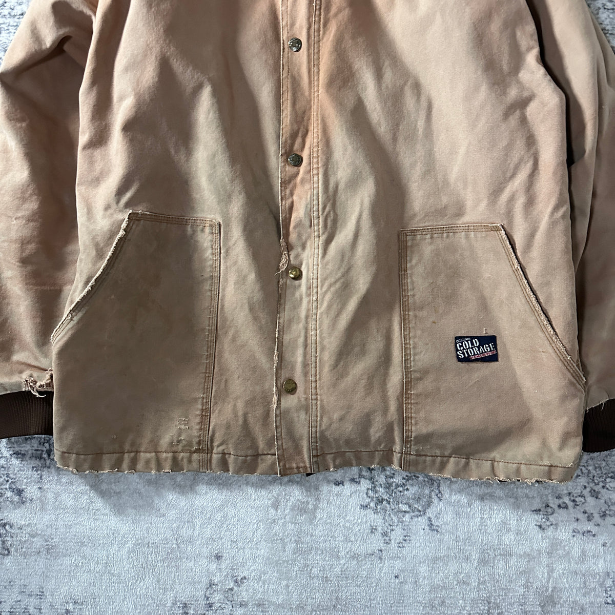 Original Cold Storage Beige Cotton Duck Insulated Work Jacket Size L Tall
