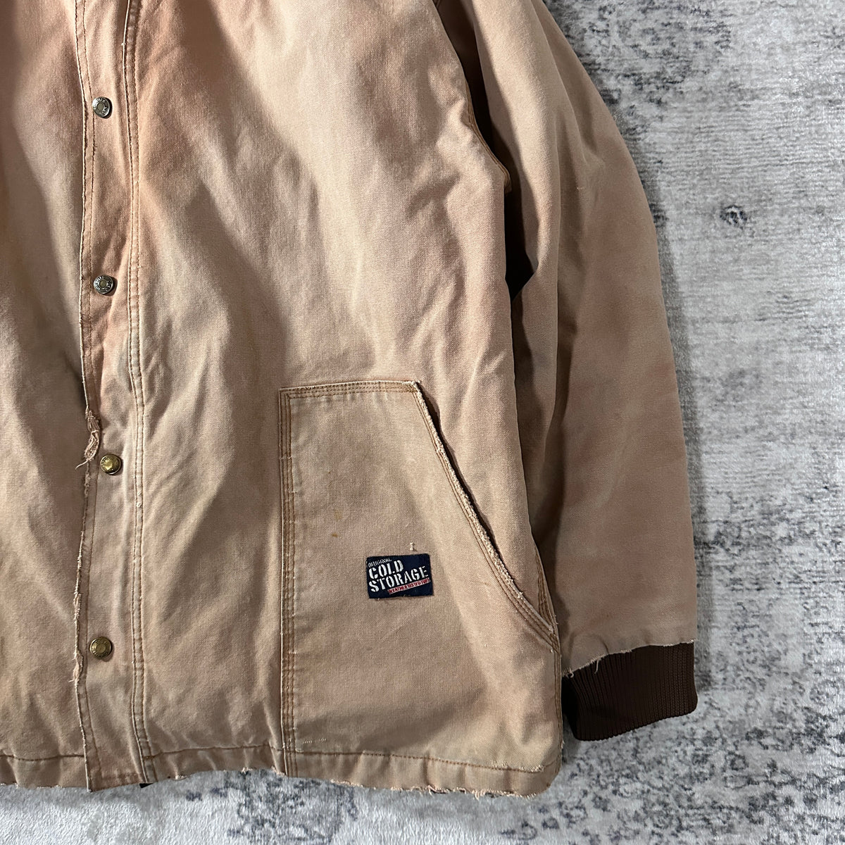 Original Cold Storage Beige Cotton Duck Insulated Work Jacket Size L Tall