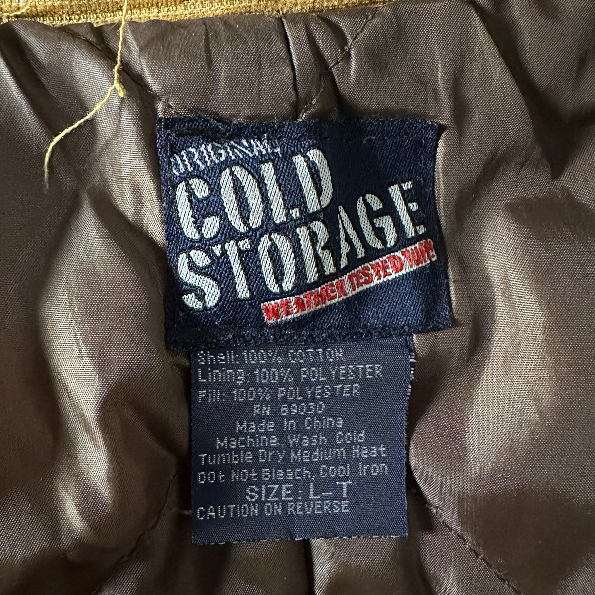 Original Cold Storage Beige Cotton Duck Insulated Work Jacket Size L Tall