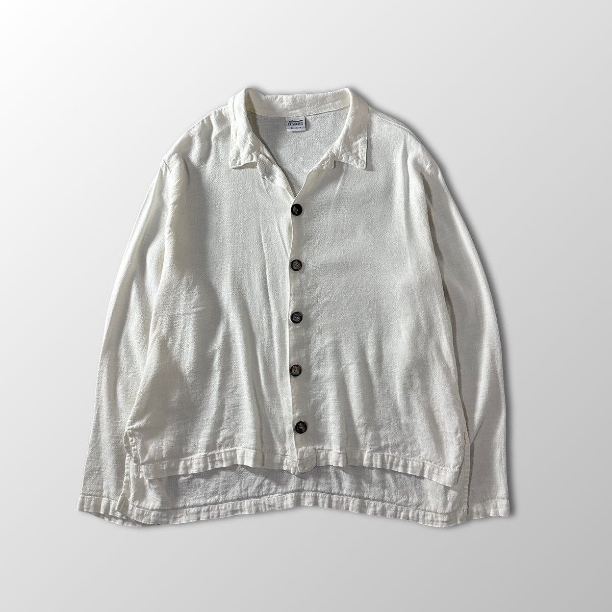 CP Shades White Linen Long Sleeve Shirt Size L