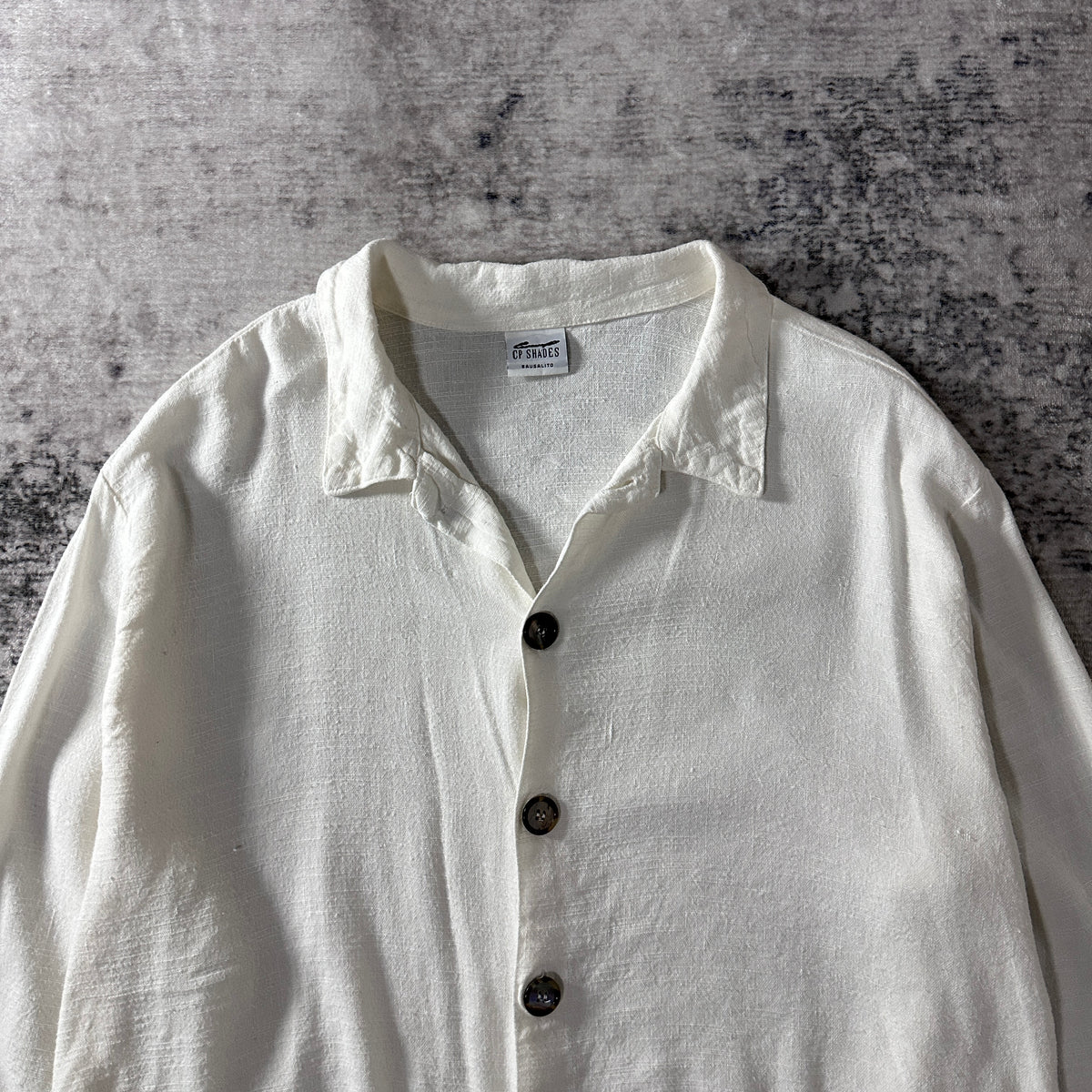 CP Shades White Linen Long Sleeve Shirt Size L