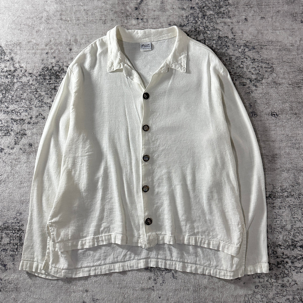 CP Shades White Linen Long Sleeve Shirt Size L