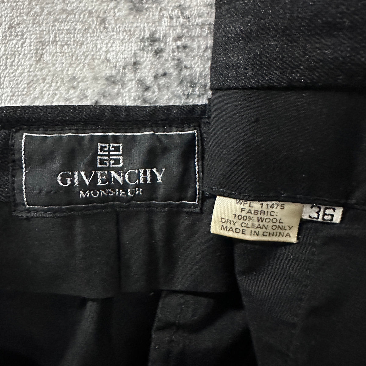 Givenchy Monsieur Black 100% Wool Pleated Trousers Size 36