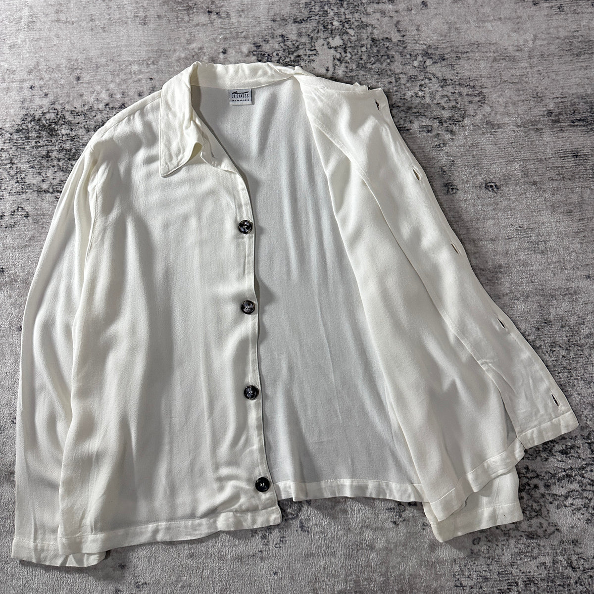 CP Shades White 100% Rayon Long Sleeve Shirt Size M