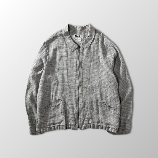 FLAX Gray 100% Linen Zip Jacket Size L