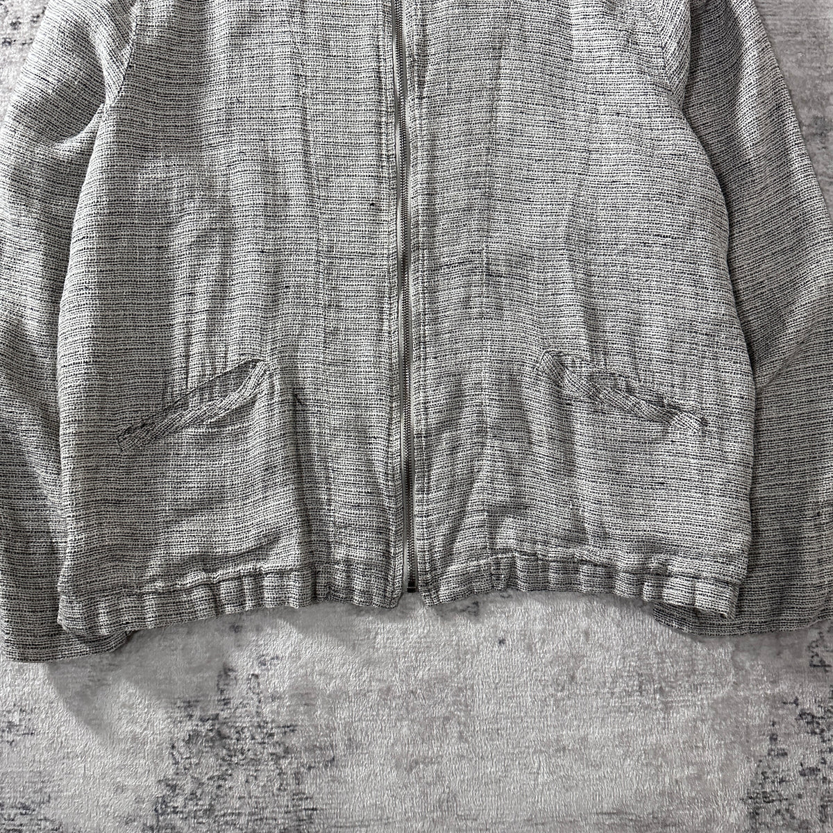 FLAX Gray 100% Linen Zip Jacket Size L