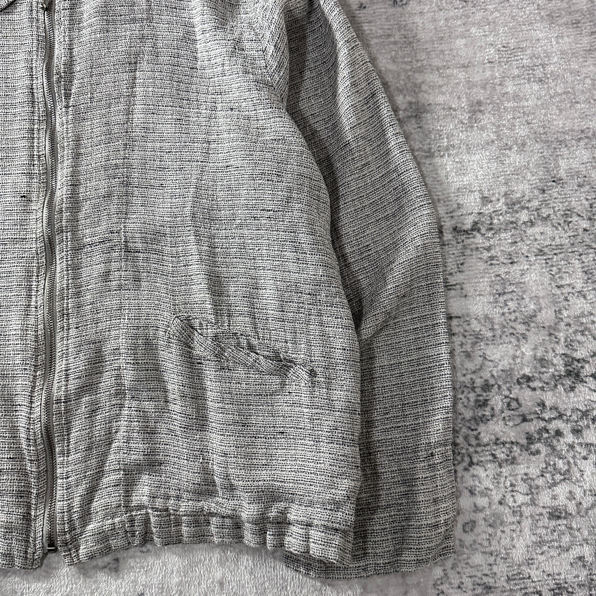 FLAX Gray 100% Linen Zip Jacket Size L