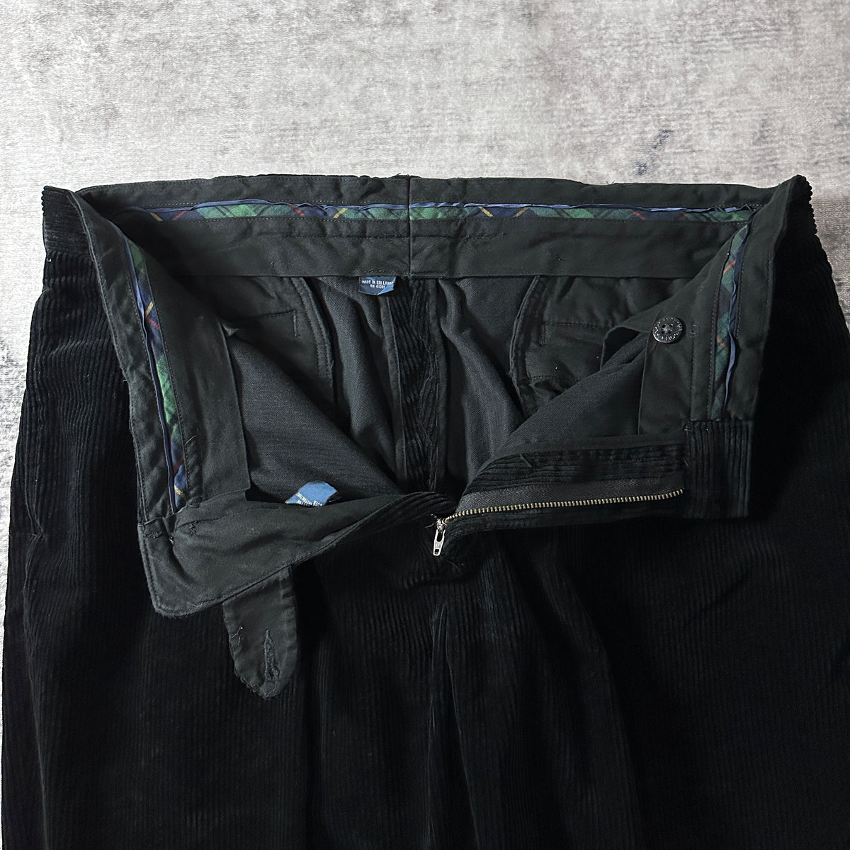 Polo by Ralph Lauren Ethan Pant Black Wide Wale Corduroy Pleated Pants Size 38x32