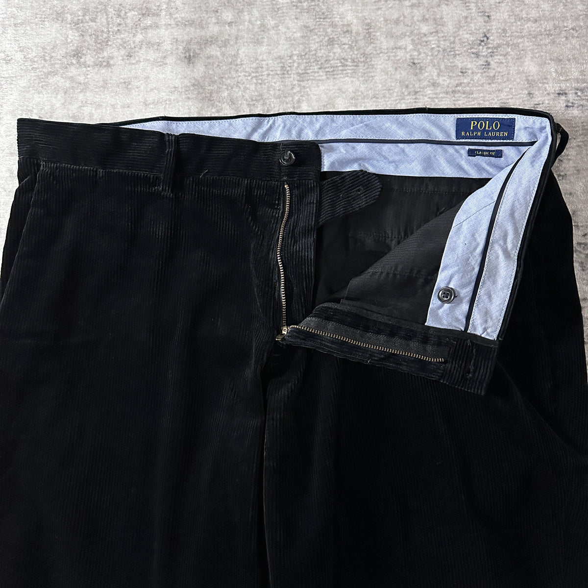 Polo Ralph Lauren Black Wide Wale Corduroy Flat Front Pants Size 38x30