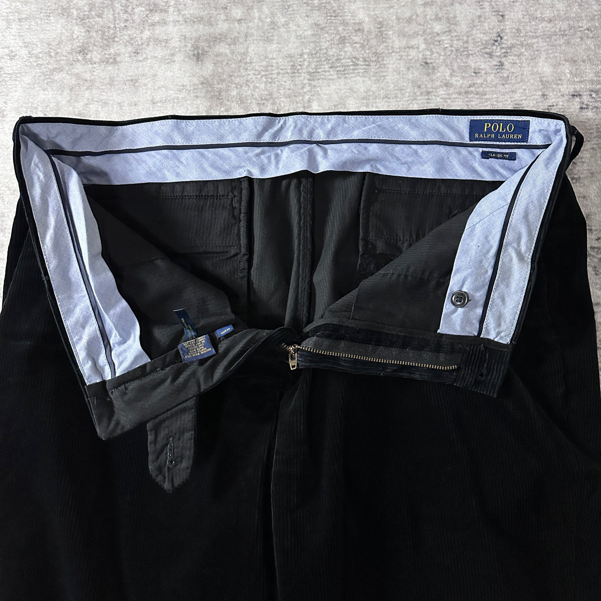Polo Ralph Lauren Black Wide Wale Corduroy Flat Front Pants Size 38x30