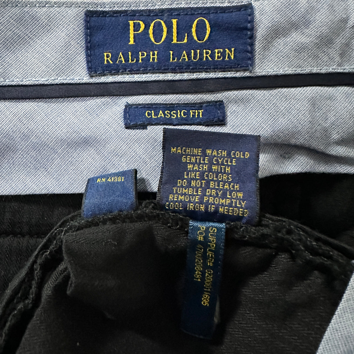 Polo Ralph Lauren Black Wide Wale Corduroy Flat Front Pants Size 38x30