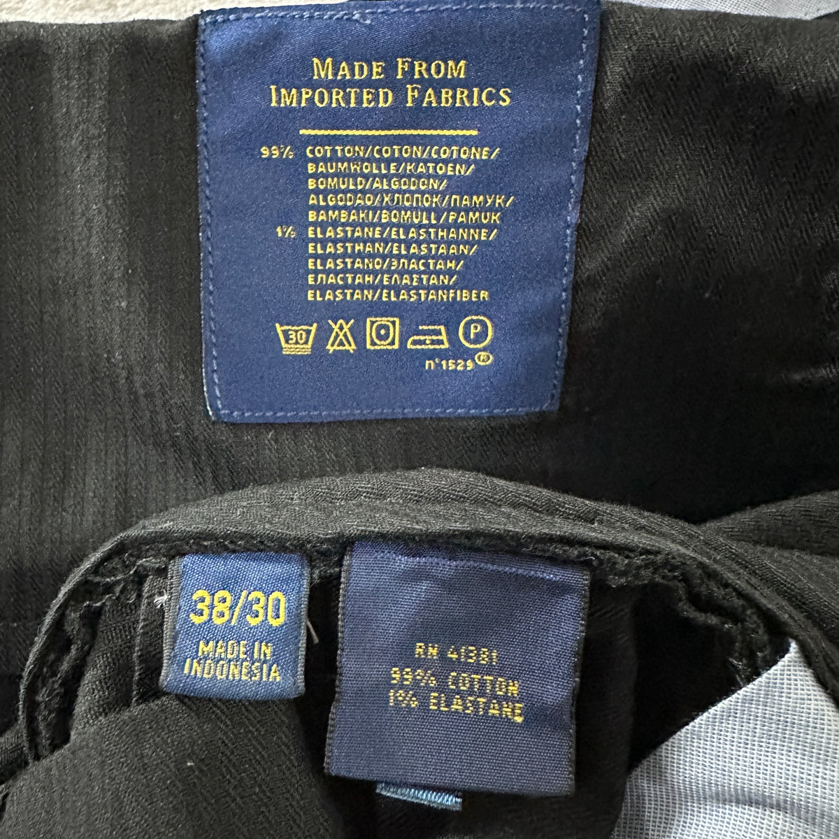 Polo Ralph Lauren Black Wide Wale Corduroy Flat Front Pants Size 38x30