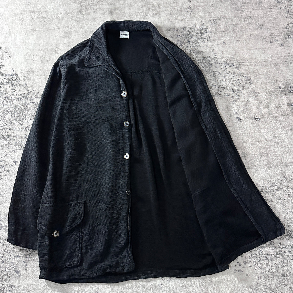 CP Shades Black Cotton Rayon Long Shirt Jacket Size L