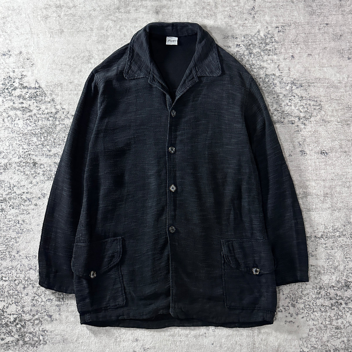 CP Shades Black Cotton Rayon Long Shirt Jacket Size L