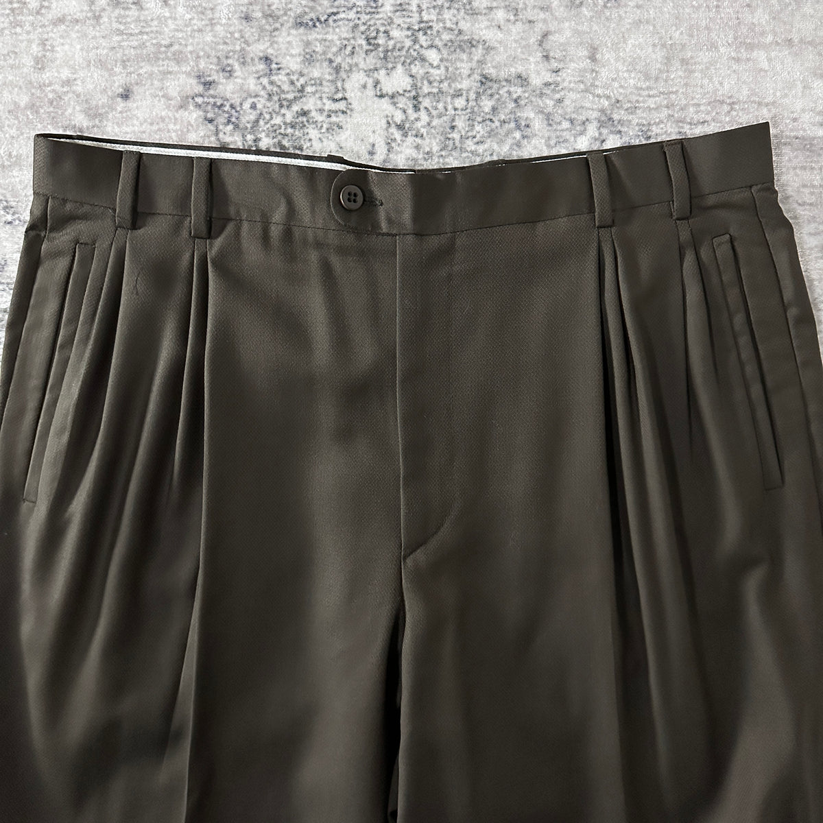 Zanella Brown 100% Wool Pleated Trousers Made in Italy Size 36