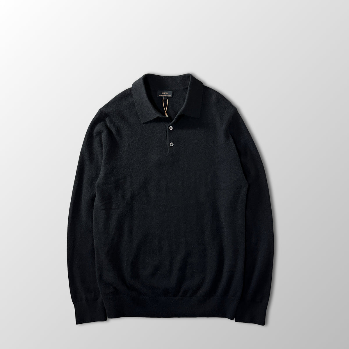 Quince Black 100% Cashmere Knit Polo Sweater Size L