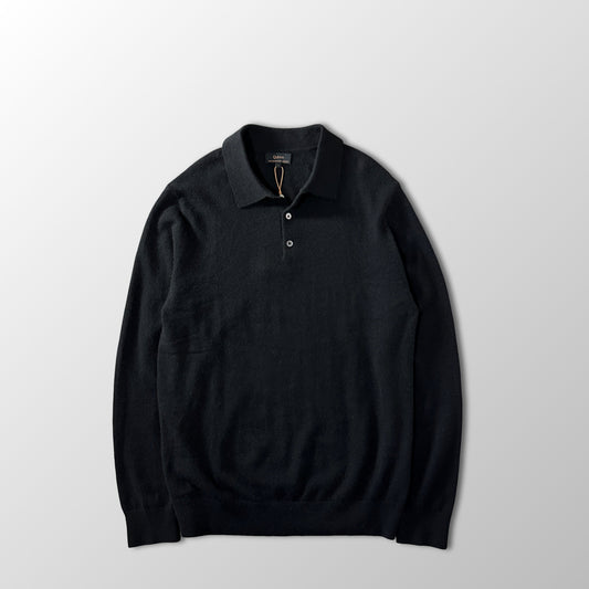 Quince Black 100% Cashmere Knit Polo Sweater Size L