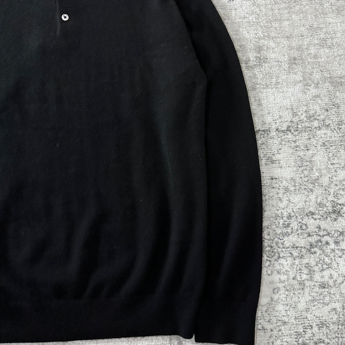 Quince Black 100% Cashmere Knit Polo Sweater Size L